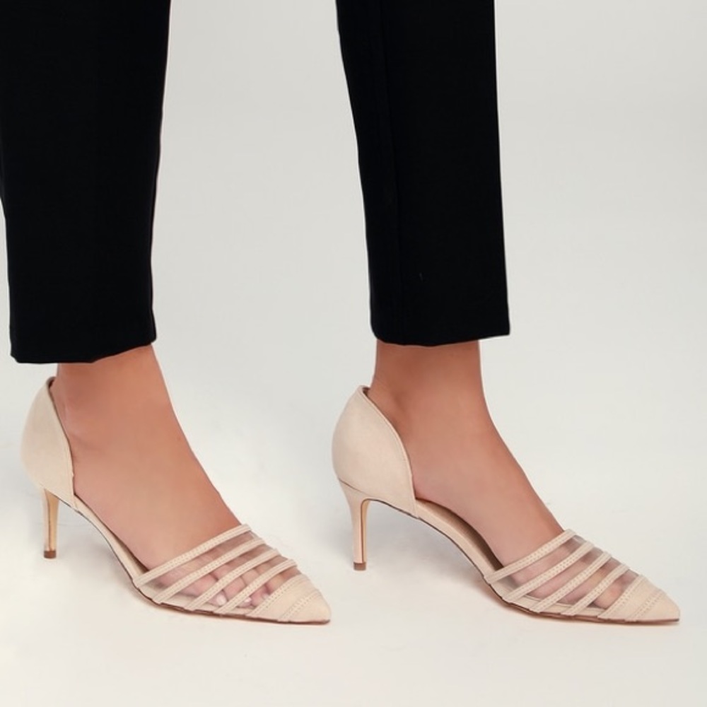 Nude Mesh heel pumps